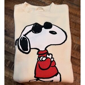 Sinsay Peanuts Joe Cool Snoopy Woodstock Oversized Sweatshirt Cream Small